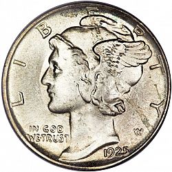 dime 1925 Large Obverse coin