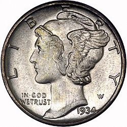 dime 1934 Large Obverse coin