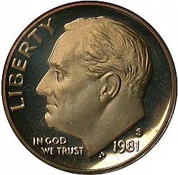dime 1981 Large Obverse coin