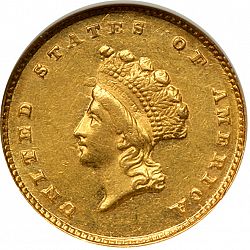 1 dollar - Gold 1855 Large Obverse coin