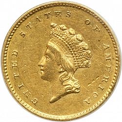 1 dollar - Gold 1856 Large Obverse coin