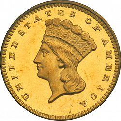 1 dollar - Gold 1858 Large Obverse coin
