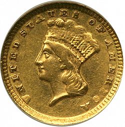 1 dollar - Gold 1859 Large Obverse coin