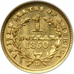 1 dollar - Gold 1850 Large Reverse coin