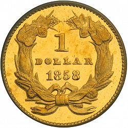 1 dollar - Gold 1858 Large Reverse coin