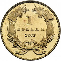1 dollar - Gold 1862 Large Reverse coin