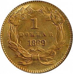 1 dollar - Gold 1869 Large Reverse coin