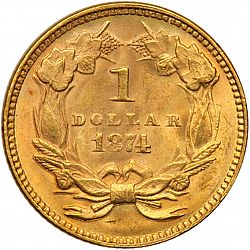 1 dollar - Gold 1874 Large Reverse coin