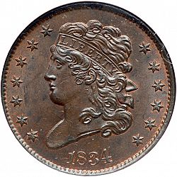 1/2 cent 1834 Large Obverse coin