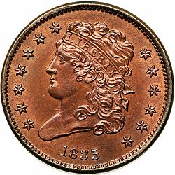 1/2 cent 1835 Large Obverse coin