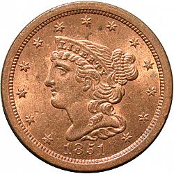 1/2 cent 1851 Large Obverse coin