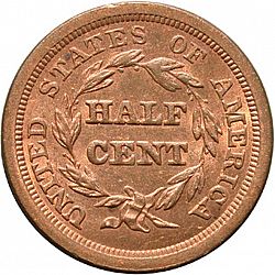 1/2 cent 1851 Large Reverse coin