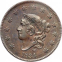 1 cent 1834 Large Obverse coin