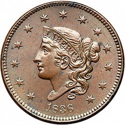 1 cent 1836 Large Obverse coin