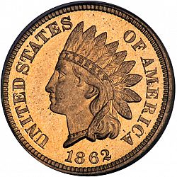 1 cent 1862 Large Obverse coin