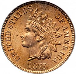 1 cent 1875 Large Obverse coin