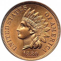 1 cent 1880 Large Obverse coin