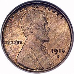1 cent 1914 Large Obverse coin