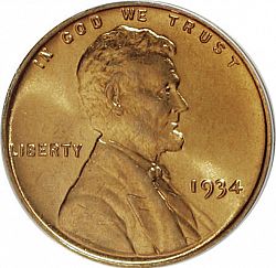 1 cent 1934 Large Obverse coin