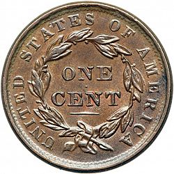 1 cent 1838 Large Reverse coin
