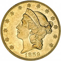 20 dollar 1859 Large Obverse coin