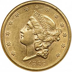 20 dollar 1866 Large Obverse coin