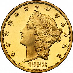 20 dollar 1868 Large Obverse coin