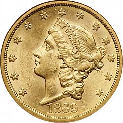 20 dollar 1869 Large Obverse coin