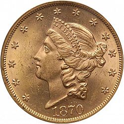 20 dollar 1870 Large Obverse coin