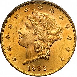 20 dollar 1892 Large Obverse coin