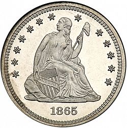 quarter 1865 Large Obverse coin