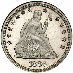 quarter 1886 Large Obverse coin