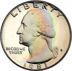 quarter 1981 Large Obverse coin