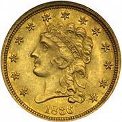 2.50 dollar 1836 Large Obverse coin