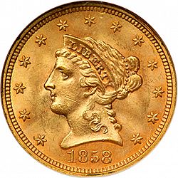 2.50 dollar 1858 Large Obverse coin