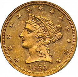 2.50 dollar 1859 Large Obverse coin