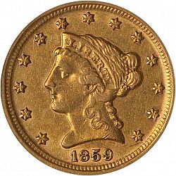 2.50 dollar 1859 Large Obverse coin