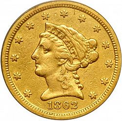2.50 dollar 1862 Large Obverse coin