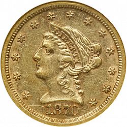 2.50 dollar 1870 Large Obverse coin