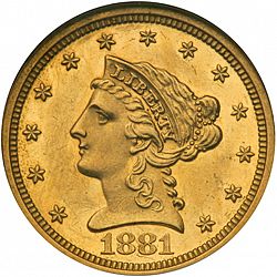 2.50 dollar 1881 Large Obverse coin