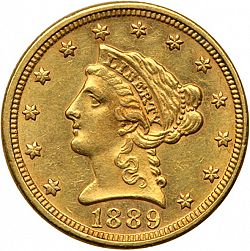 2.50 dollar 1889 Large Obverse coin