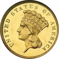 3 dollar 1859 Large Obverse coin