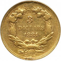 3 dollar 1881 Large Reverse coin