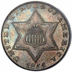 3 cent 1855 Large Obverse coin