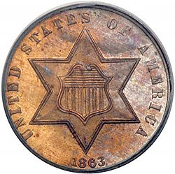3 cent 1863 Large Obverse coin