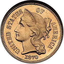 3 cent 1870 Large Obverse coin
