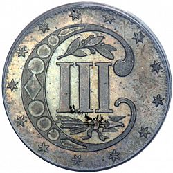 3 cent 1855 Large Reverse coin