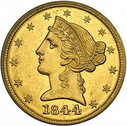 5 dollar 1844 Large Obverse coin
