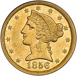 5 dollar 1856 Large Obverse coin