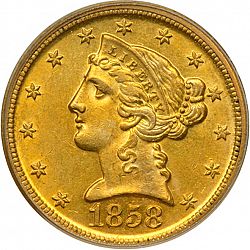 5 dollar 1858 Large Obverse coin